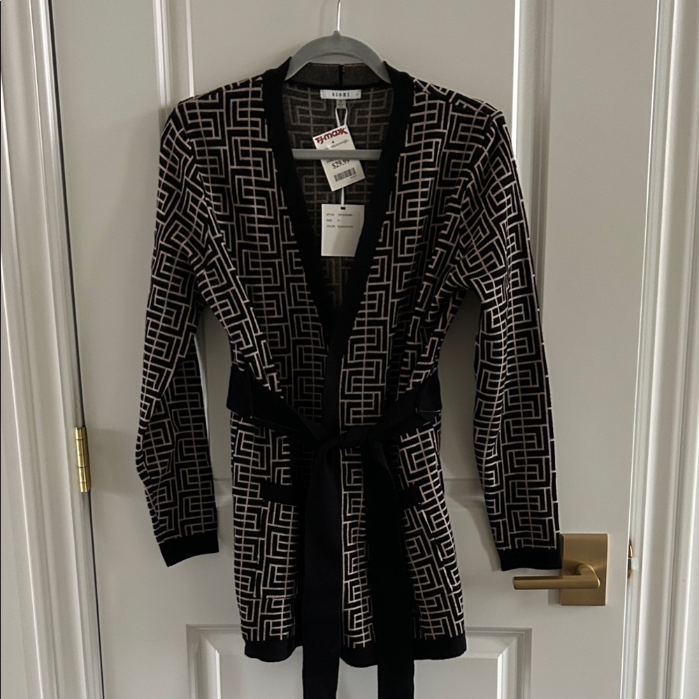 Sioni Black and White Patterned Blazer